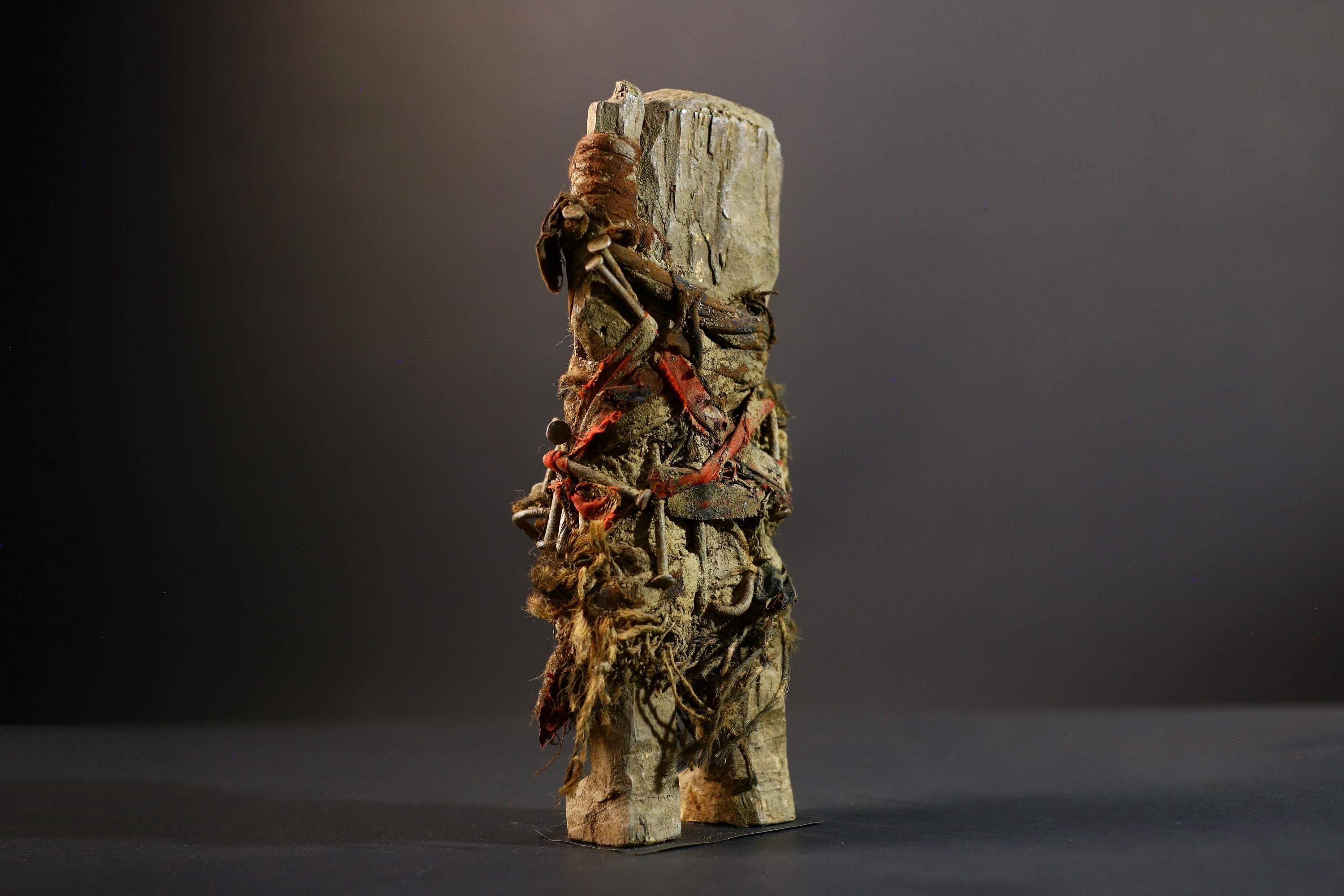 African Power Figure | Songye Nkisi Fetish | DR Congo Tribal Art | Hand-Carved Wood Sculpture | Vintage African Decor-G5318