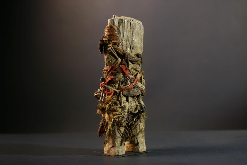 African Power Figure | Songye Nkisi Fetish | DR Congo Tribal Art | Hand-Carved Wood Sculpture | Vintage African Decor-G5318