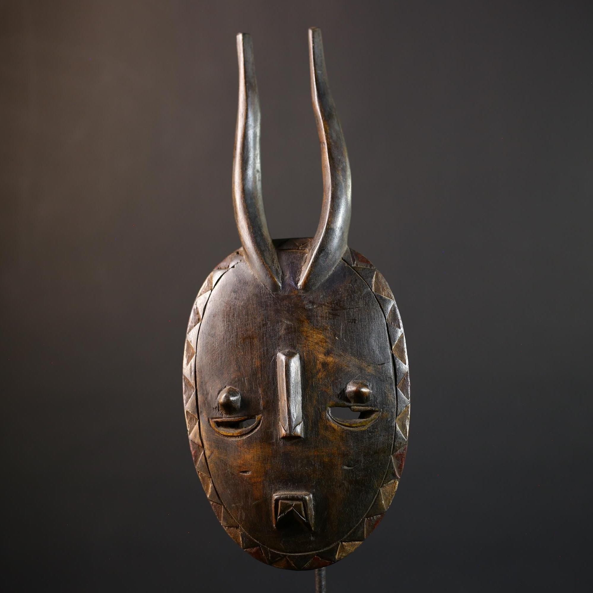 African Baule Mask | Vintage Wood Sculpture | GOLI Guru Tribe Art | Unique Home Decor Accent | Ethnic Sculpture | Tribal Artwork-G5193