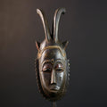 African Hand-Carved Mask | Guro Baule Wall Hanging | Unique Art Decor | Decorative Mask with Horns | Ethnic Home Decor-G5192