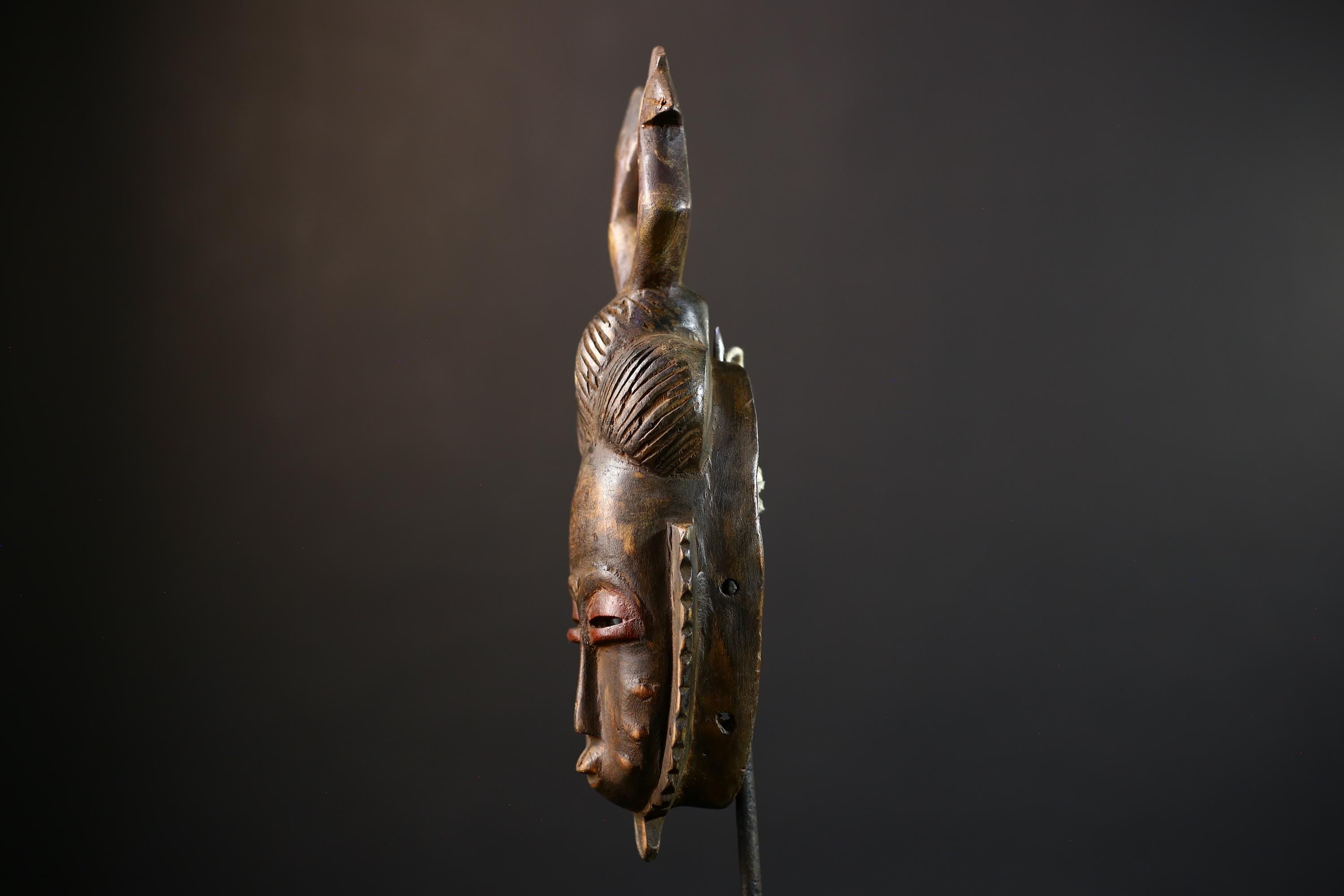 African Hand-Carved Mask | Guro Baule Wall Hanging | Art Decor with Two Birds | Unique Ethnic Home Decor | Artisan Decorative Mask-G5191