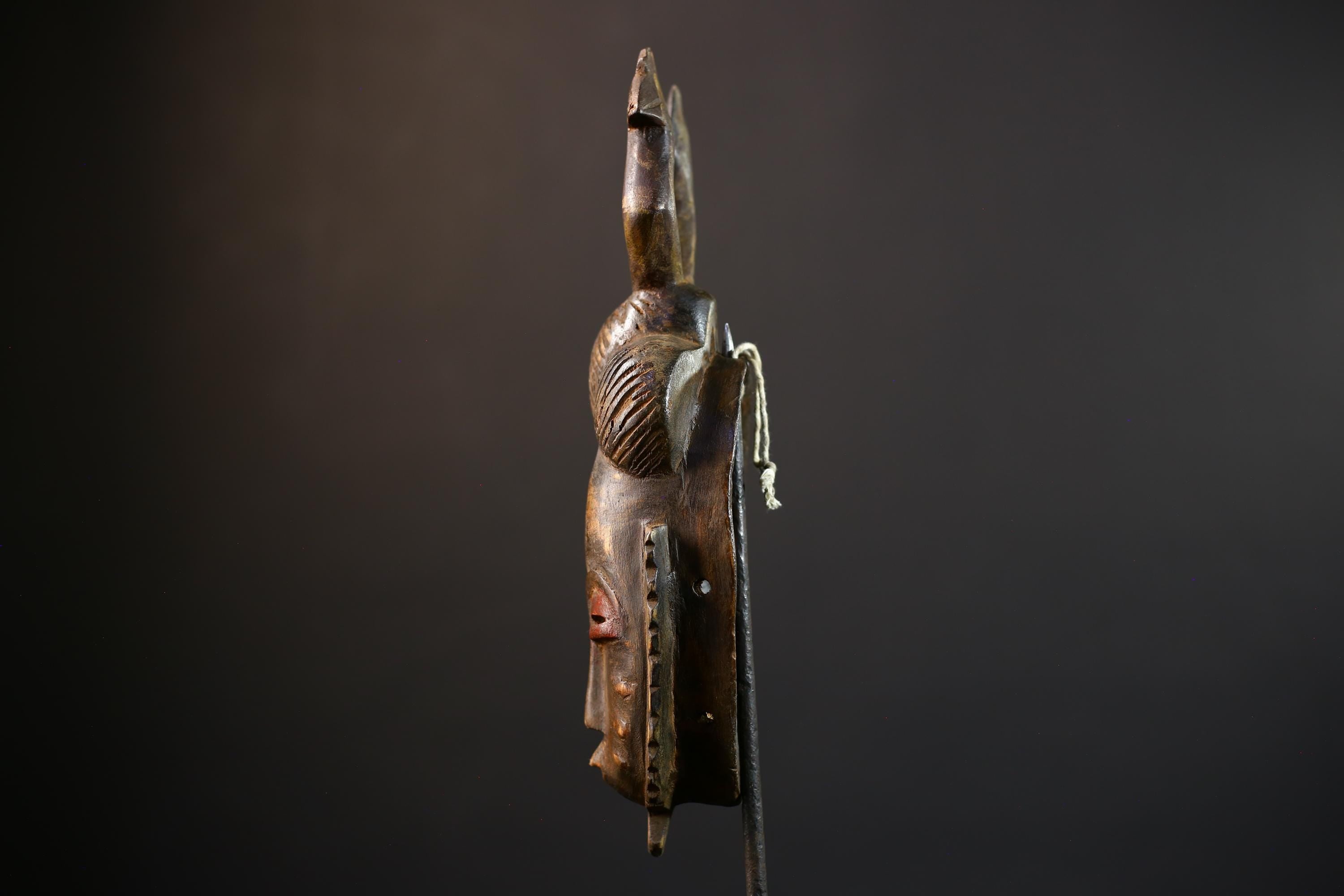 African Hand-Carved Mask | Guro Baule Wall Hanging | Art Decor with Two Birds | Unique Ethnic Home Decor | Artisan Decorative Mask-G5191