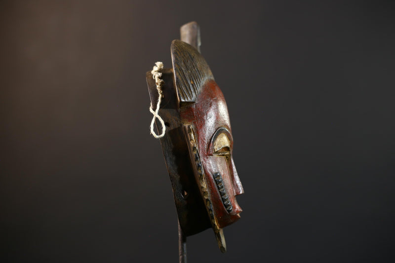 African Hand-Carved Mask | Guro Baule Red Wall Hanging | Unique Art Decor | Collectible Ethnic Home Decor | Statement Piece-G5190