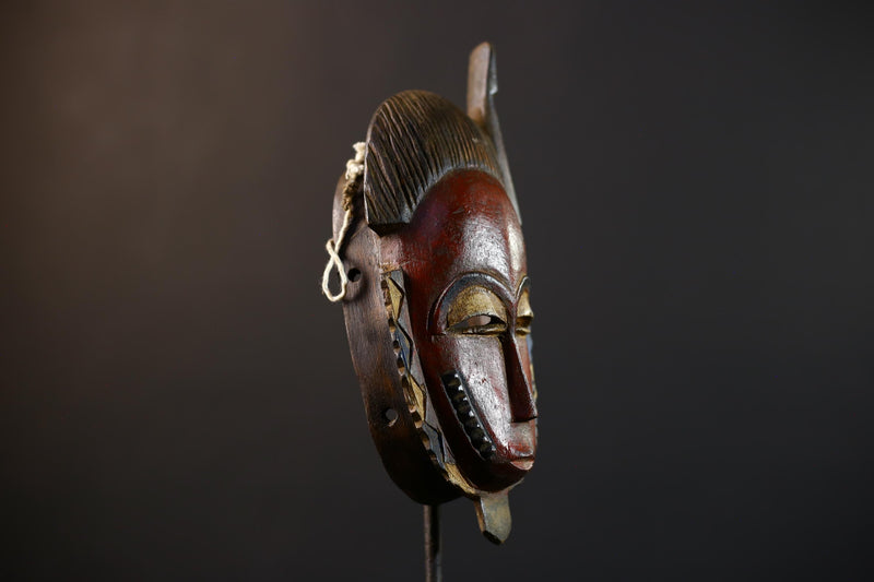 African Hand-Carved Mask | Guro Baule Red Wall Hanging | Unique Art Decor | Collectible Ethnic Home Decor | Statement Piece-G5190