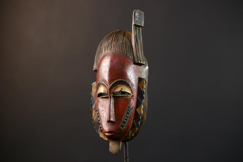 African Hand-Carved Mask | Guro Baule Red Wall Hanging | Unique Art Decor | Collectible Ethnic Home Decor | Statement Piece-G5190