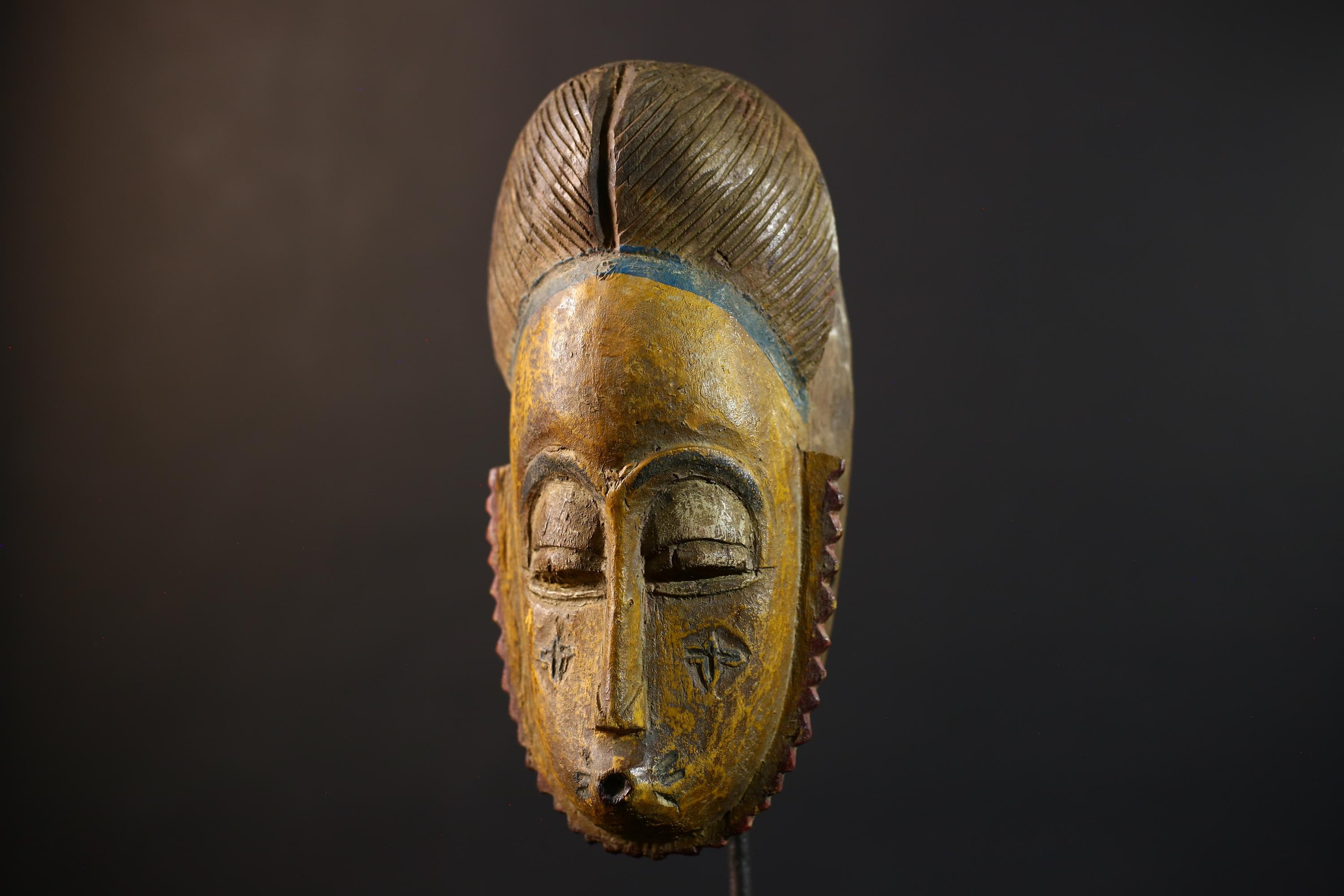 African Mask | Hand Carved Guro | Baule Wall Hanging Art | Collector's Item | Unique Decor-G5186