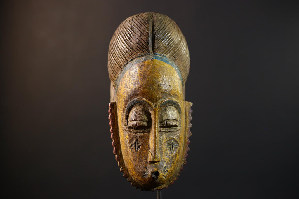 African Mask | Hand Carved Guro | Baule Wall Hanging Art | Collector's Item | Unique Decor-G5186