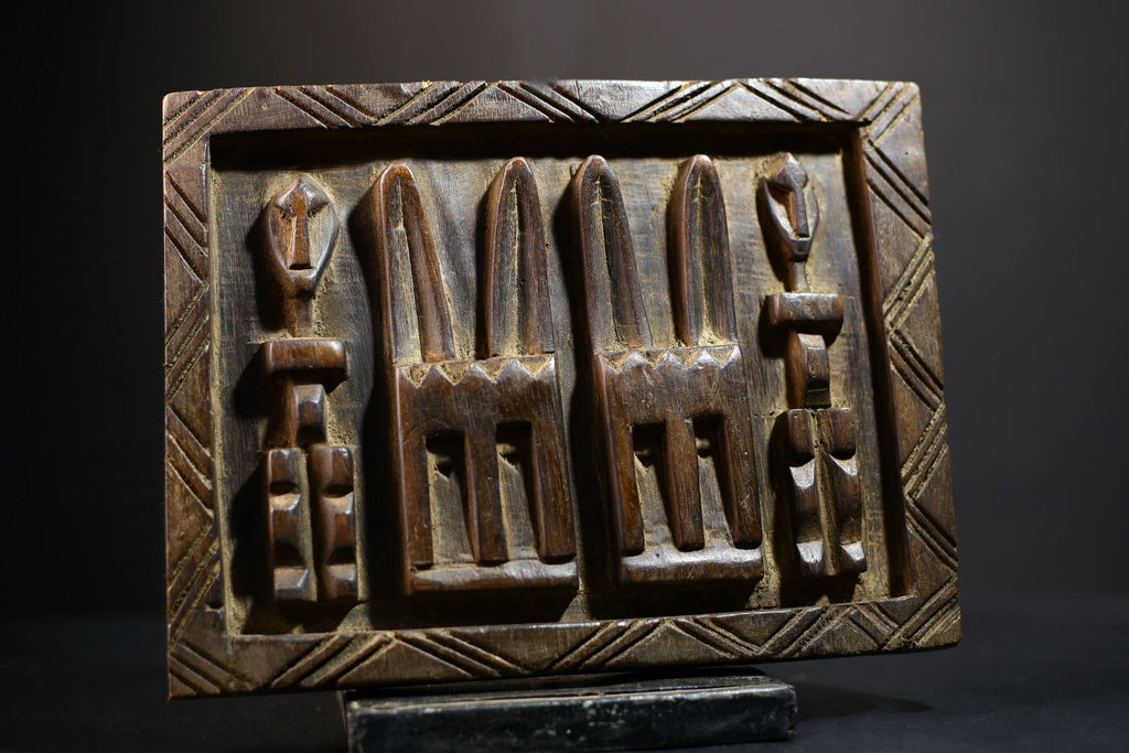 African Granary Door Art | Unique Wooden Decor with Rabbits | Tribal Home Accent | Handcrafted Ethnic Art-G5200