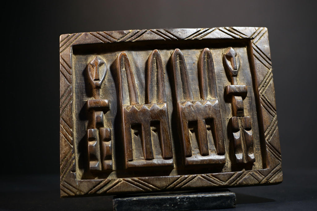 African Granary Door Art | Unique Wooden Decor with Rabbits | Tribal Home Accent | Handcrafted Ethnic Art-G5200