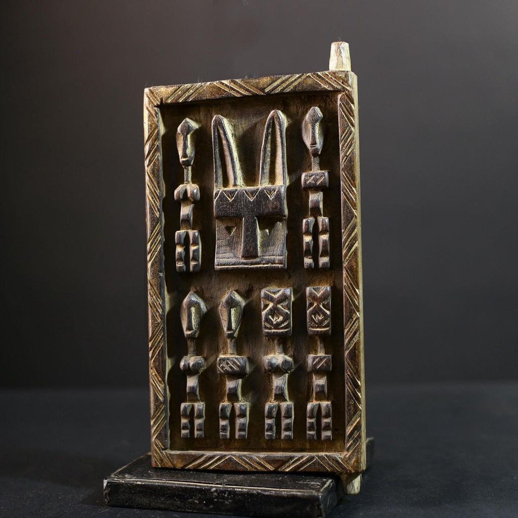 African Granary Door | Unique Rabbit Wooden Wall Art | Antique Decor Piece | Handcrafted Home Accent-G5198
