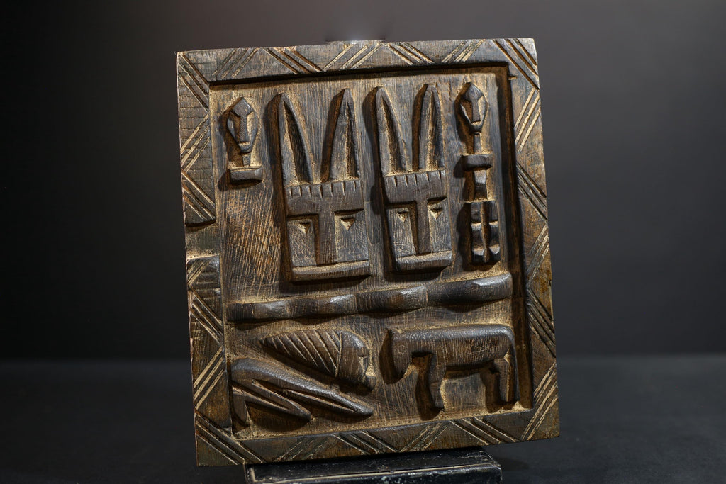 African Granary Door | Unique Rustic Wooden Wall Art | Antique Decor Sculpture | Handcrafted Home Accent-G5196