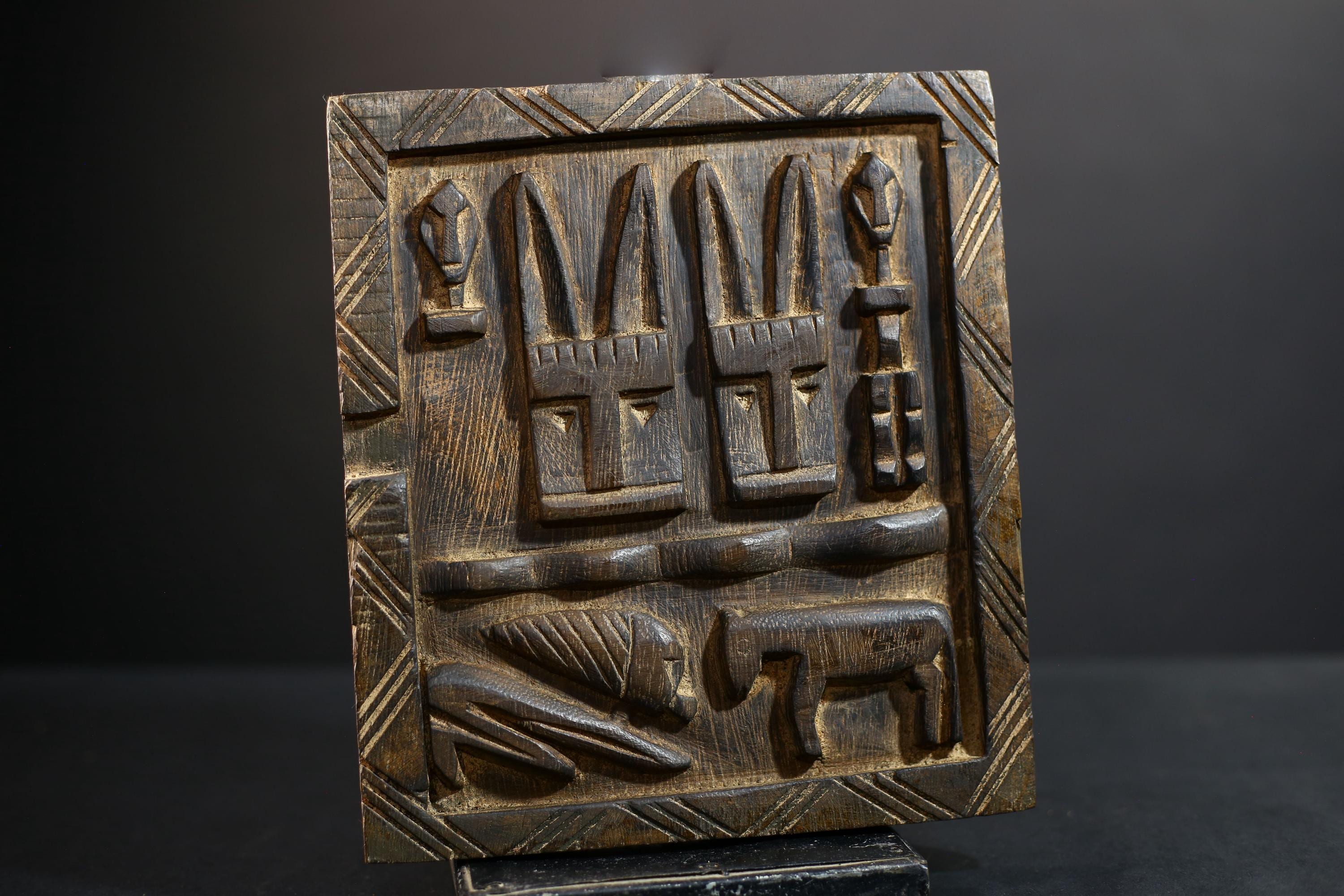 African Granary Door | Unique Rustic Wooden Wall Art | Antique Decor Sculpture | Handcrafted Home Accent-G5196