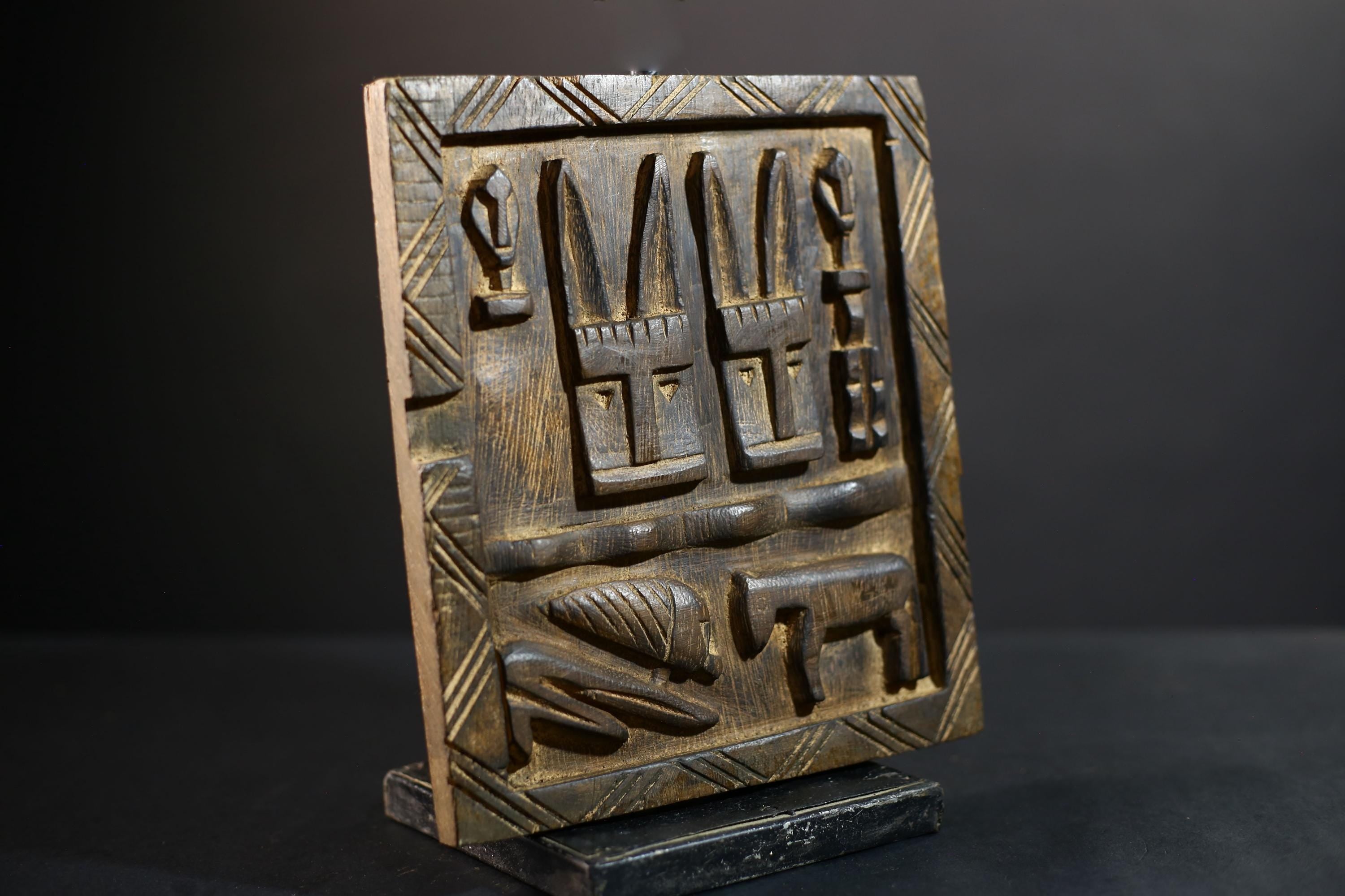 African Granary Door | Unique Rustic Wooden Wall Art | Antique Decor Sculpture | Handcrafted Home Accent-G5196