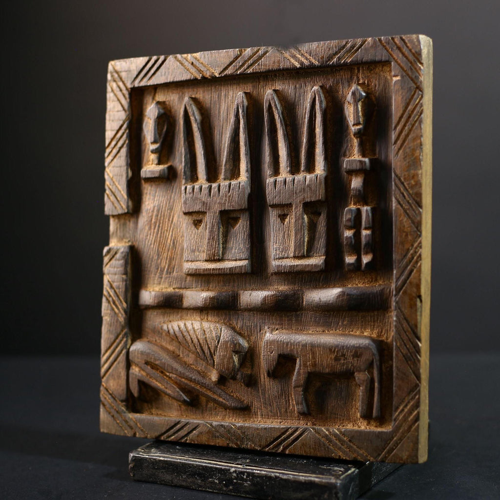 African Granary Door | Unique Rustic Wooden Wall Art | Antique Decor Sculpture | Handcrafted Home Accent-G5196