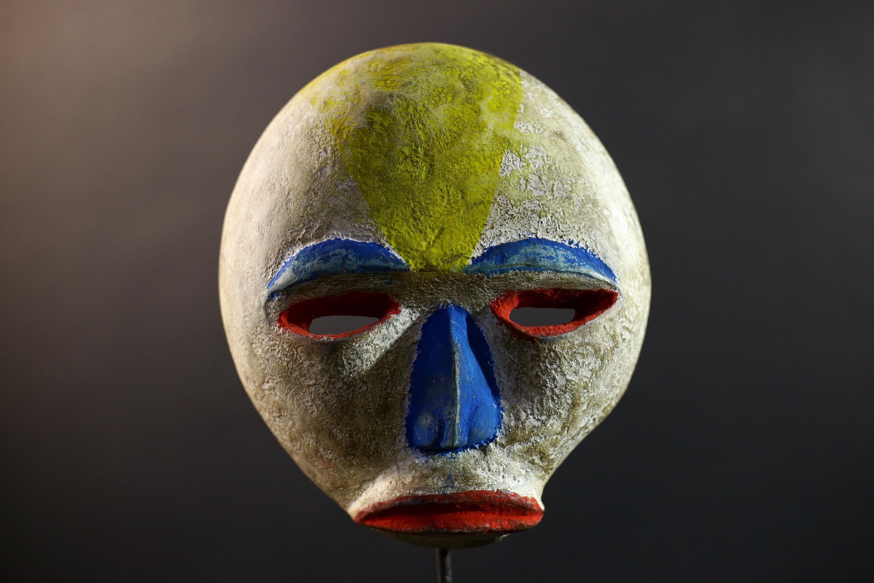 African Pende Mbuya Mask, Congo Festival Wall Art, Hand Carved Polychrome Wood Sculpture, Tribal Home Decor, Vintage Ethnic Mask-G5334