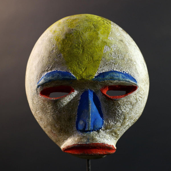 African Pende Mbuya Mask, Congo Festival Wall Art, Hand Carved Polychrome Wood Sculpture, Tribal Home Decor, Vintage Ethnic Mask-G5334