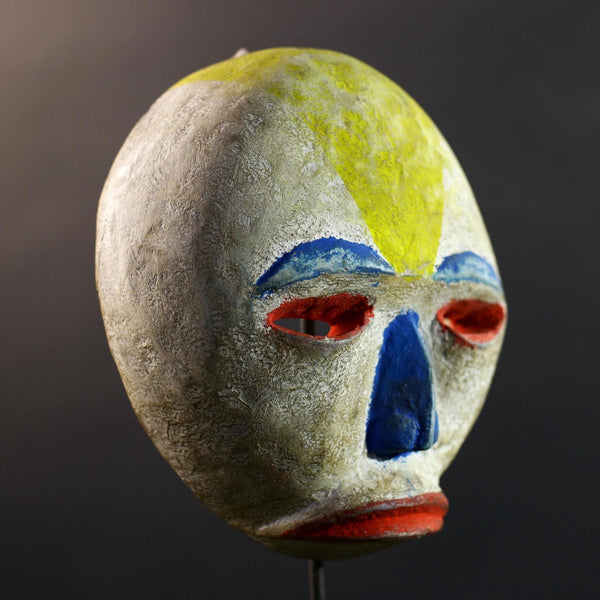 African Pende Mbuya Mask, Congo Festival Wall Art, Hand Carved Polychrome Wood Sculpture, Tribal Home Decor, Vintage Ethnic Mask-G5334