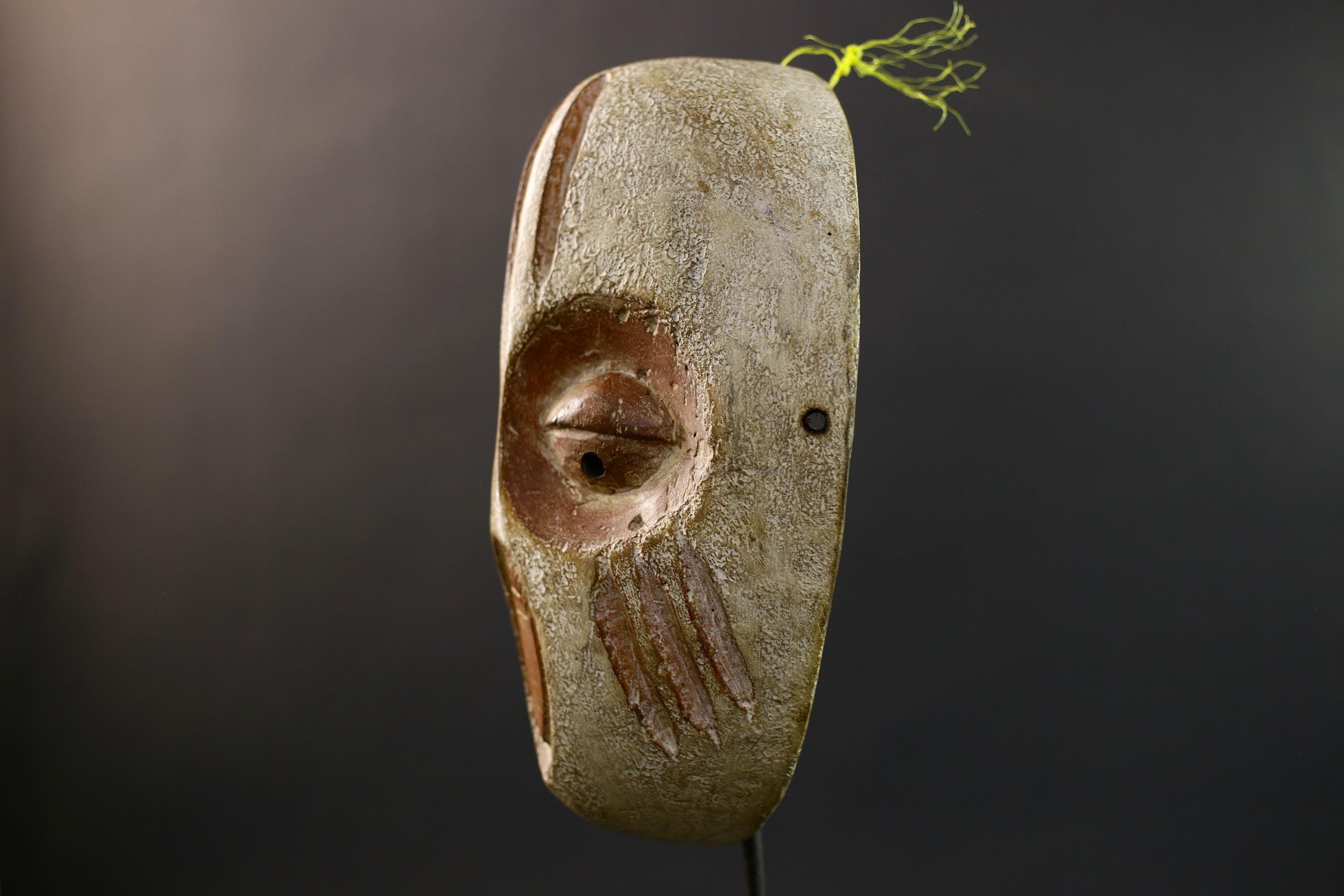 African Guere War Mask, Ivory Coast Tribal Wall Art, Hand-Carved Kaolin Wood Sculpture, Primitive Ethnic Home Decor-G5329