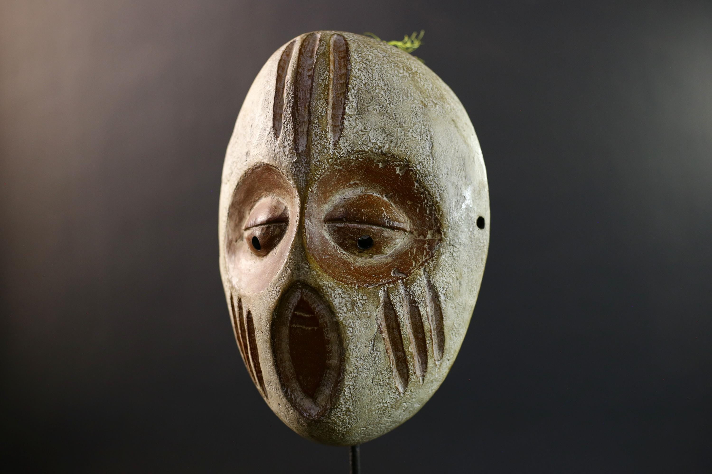 African Guere War Mask, Ivory Coast Tribal Wall Art, Hand-Carved Kaolin Wood Sculpture, Primitive Ethnic Home Decor-G5329