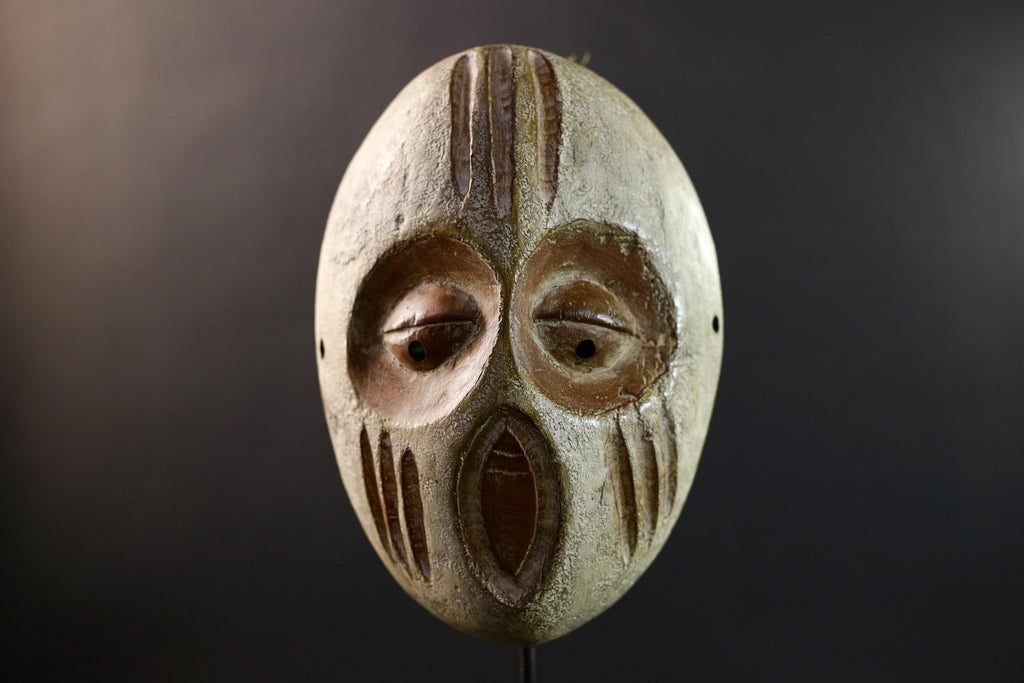 African Guere War Mask, Ivory Coast Tribal Wall Art, Hand-Carved Kaolin Wood Sculpture, Primitive Ethnic Home Decor-G5329