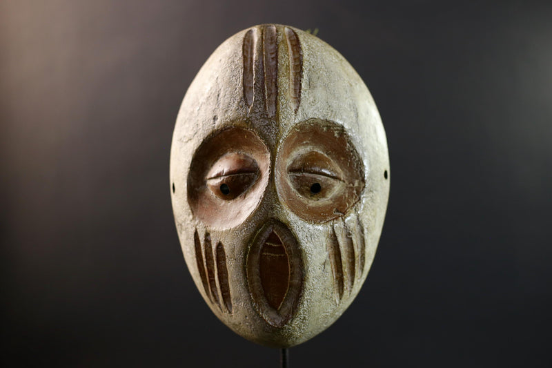 African Guere War Mask, Ivory Coast Tribal Wall Art, Hand-Carved Kaolin Wood Sculpture, Primitive Ethnic Home Decor-G5329