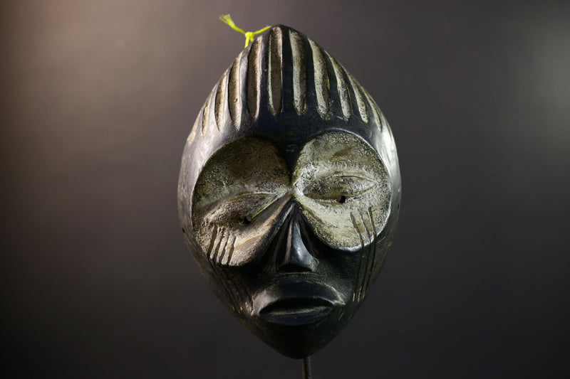 African Guere War Mask, Ivory Coast Tribal Wall Art, Hand-Carved Kaolin Wood Sculpture, Primitive Ethnic Home Decor-G5326