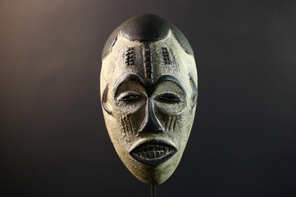 African Pende Pumbu Mask, Congo Ritual Power Face, Hand Carved Wood Wall Sculpture, Tribal Ancestor Decor-G5337