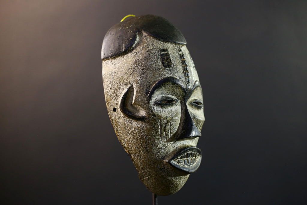 African Pende Pumbu Mask, Congo Ritual Power Face, Hand Carved Wood Wall Sculpture, Tribal Ancestor Decor-G5337