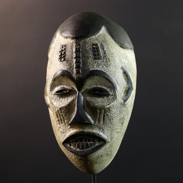 African Pende Pumbu Mask, Congo Ritual Power Face, Hand Carved Wood Wall Sculpture, Tribal Ancestor Decor-G5337