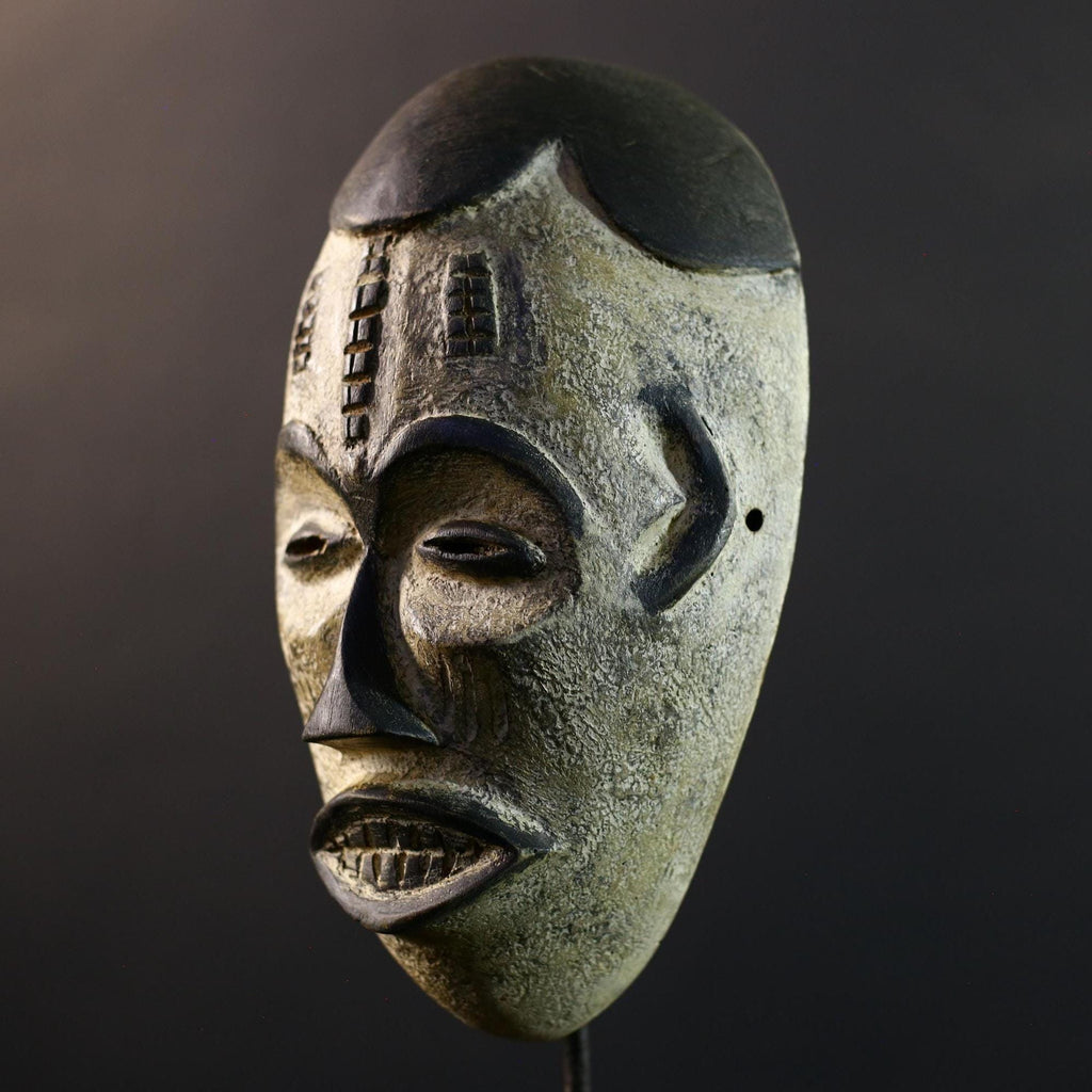 African Pende Pumbu Mask, Congo Ritual Power Face, Hand Carved Wood Wall Sculpture, Tribal Ancestor Decor-G5337