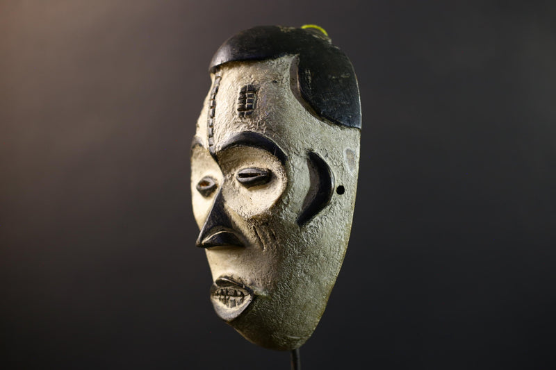 African Pende Pumbu Mask, Congo Ritual Power Face, Hand Carved Wood Wall Sculpture, Tribal Ancestor Decor-G5336