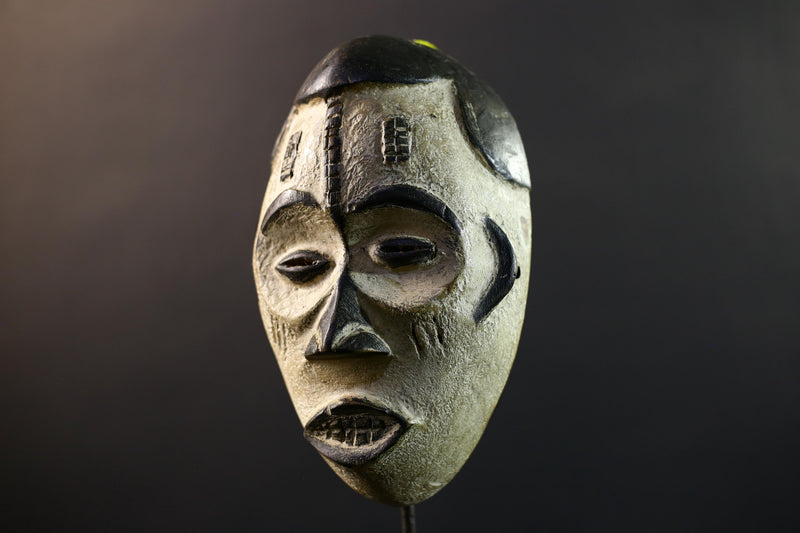 African Pende Pumbu Mask, Congo Ritual Power Face, Hand Carved Wood Wall Sculpture, Tribal Ancestor Decor-G5336