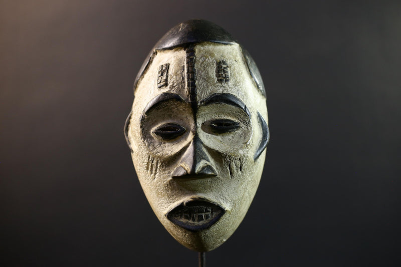 African Pende Pumbu Mask, Congo Ritual Power Face, Hand Carved Wood Wall Sculpture, Tribal Ancestor Decor-G5336