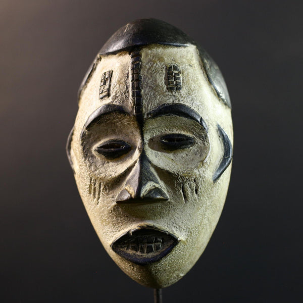African Pende Pumbu Mask, Congo Ritual Power Face, Hand Carved Wood Wall Sculpture, Tribal Ancestor Decor-G5336