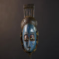 African Tribal Mask Wall Hanging  Stunning Blue Guro Decor Artisan Crafted Home Accent -G5223