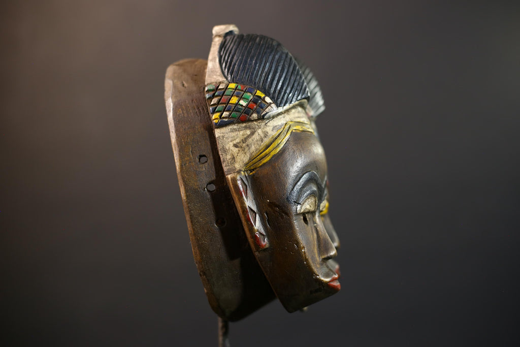 African Guro Mask | Handcrafted | Unique Wall Art | Two Faces | Wooden Decor | Artistic Home Accent-G5218