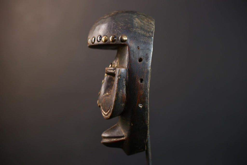 African Dan Zapkei Mask | Authentic Tribal Art | Cultural Wall Decor | Unique Home Accent | Handcrafted Face Sculpture | Brown Tones-G5225