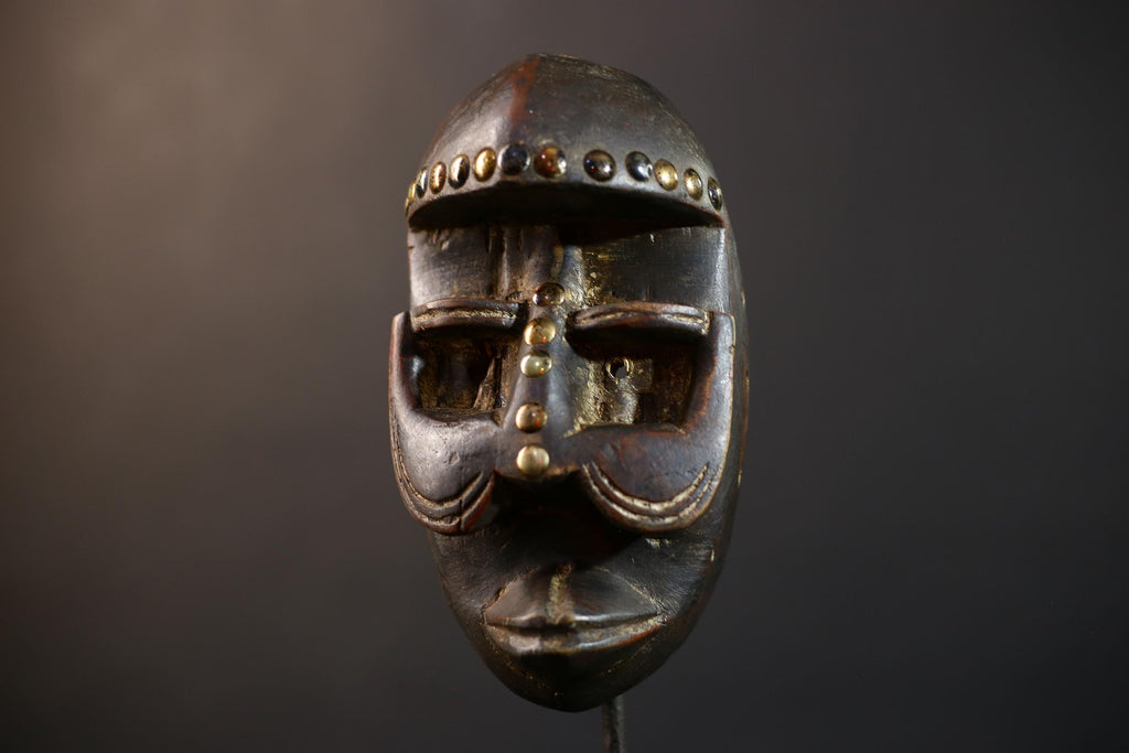 African Dan Zapkei Mask | Authentic Tribal Art | Cultural Wall Decor | Unique Home Accent | Handcrafted Face Sculpture | Brown Tones-G5225