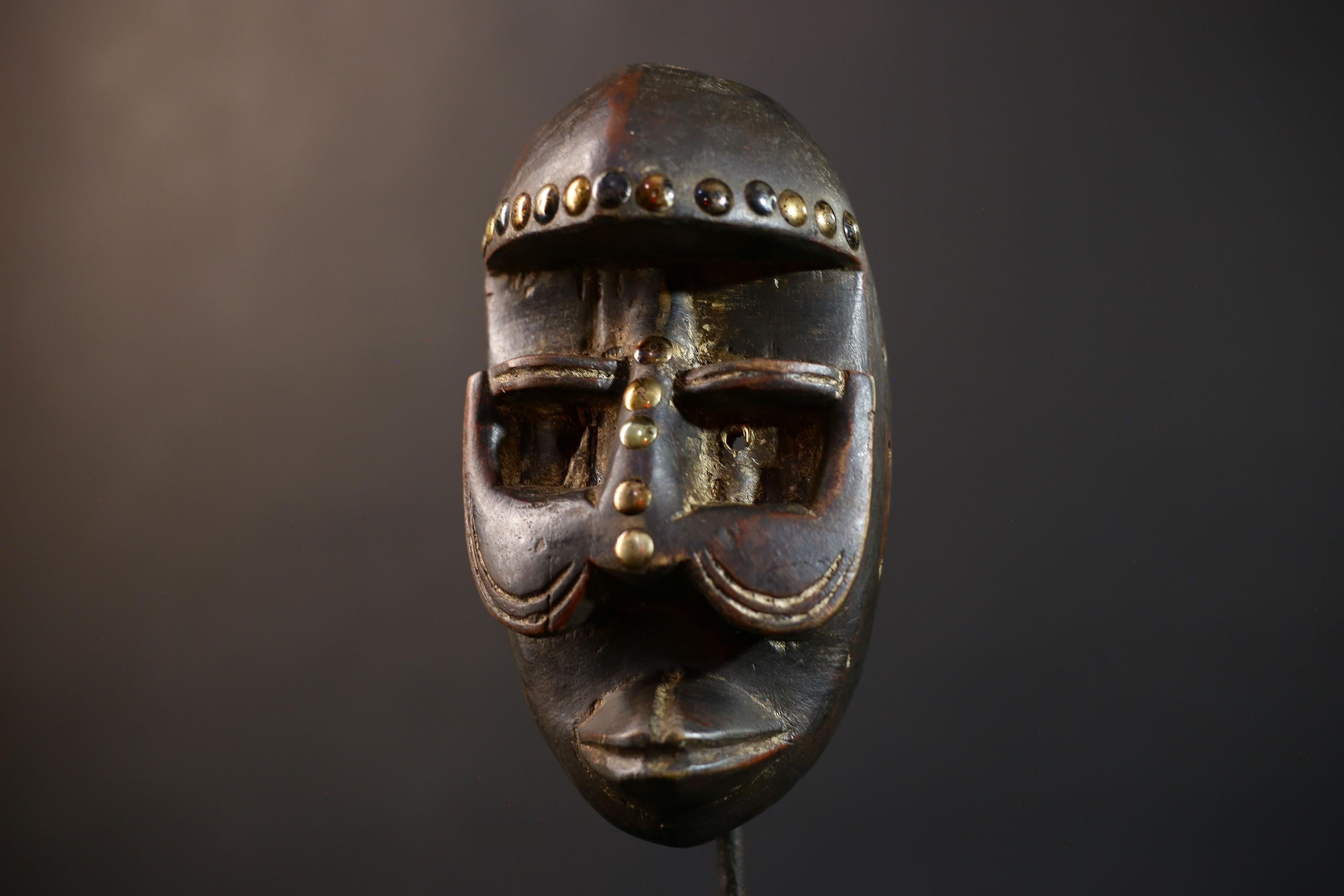 African Dan Zapkei Mask | Authentic Tribal Art | Cultural Wall Decor | Unique Home Accent | Handcrafted Face Sculpture | Brown Tones-G5225