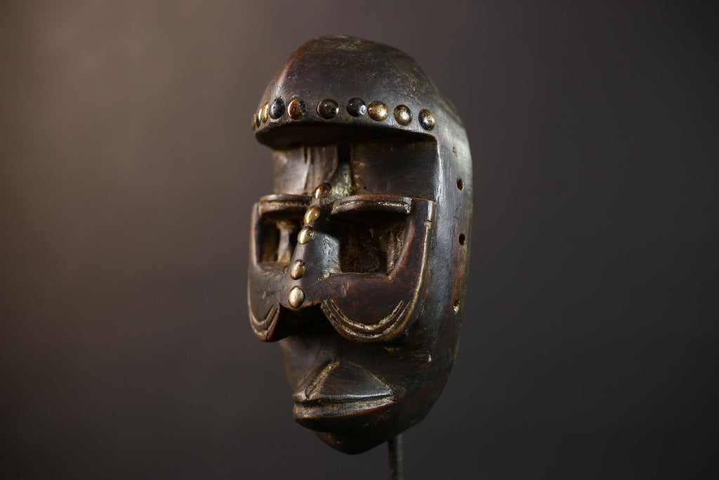 African Dan Zapkei Mask | Authentic Tribal Art | Cultural Wall Decor | Unique Home Accent | Handcrafted Face Sculpture | Brown Tones-G5225