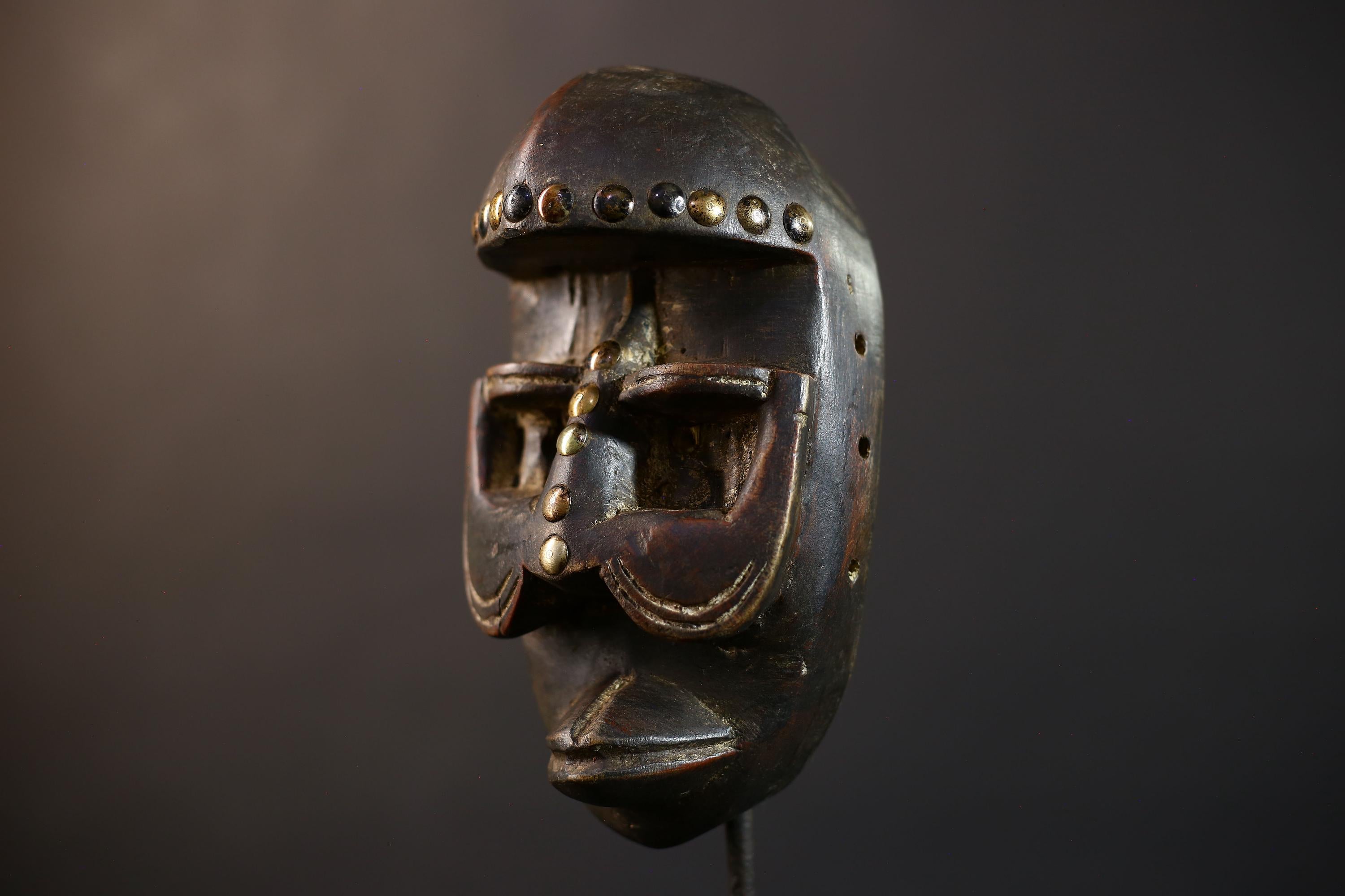African Dan Zapkei Mask | Authentic Tribal Art | Cultural Wall Decor | Unique Home Accent | Handcrafted Face Sculpture | Brown Tones-G5225