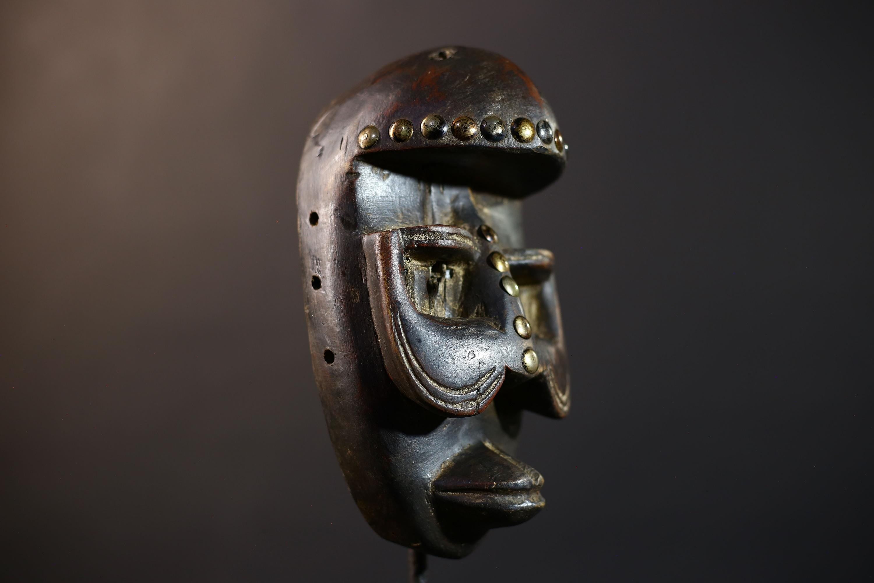 African Dan Zapkei Mask | Authentic Tribal Art | Cultural Wall Decor | Unique Home Accent | Handcrafted Face Sculpture | Brown Tones-G5225