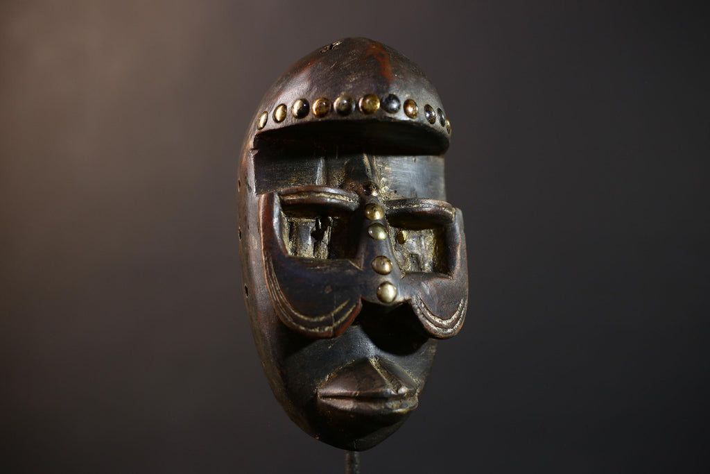 African Dan Zapkei Mask | Authentic Tribal Art | Cultural Wall Decor | Unique Home Accent | Handcrafted Face Sculpture | Brown Tones-G5225