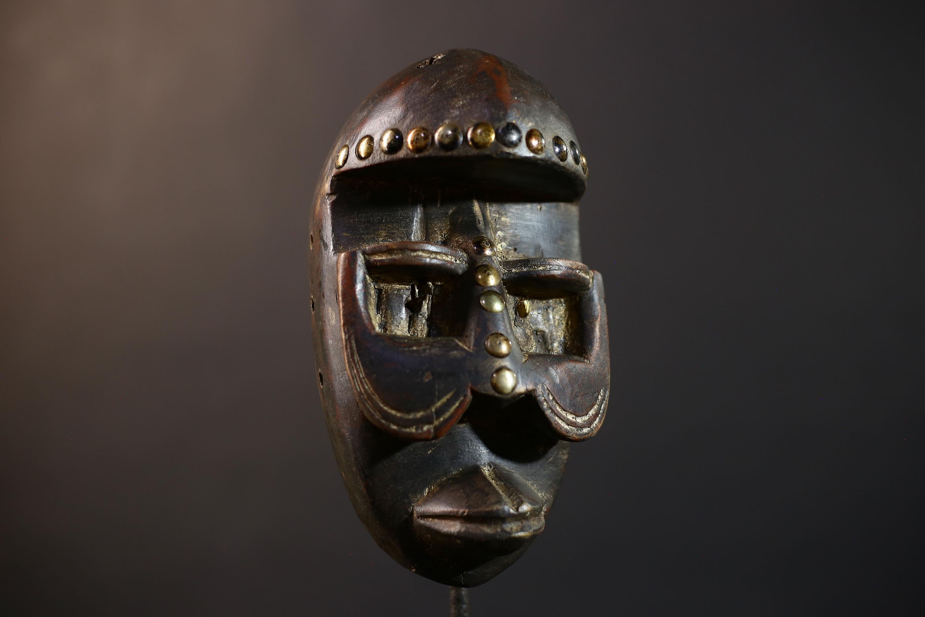 African Dan Zapkei Mask | Authentic Tribal Art | Cultural Wall Decor | Unique Home Accent | Handcrafted Face Sculpture | Brown Tones-G5225
