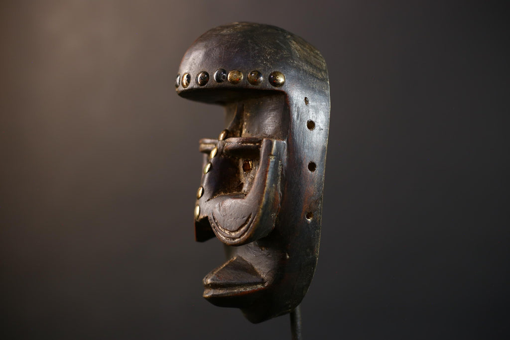 African Dan Zapkei Mask | Authentic Tribal Art | Cultural Wall Decor | Unique Home Accent | Handcrafted Face Sculpture | Brown Tones-G5225