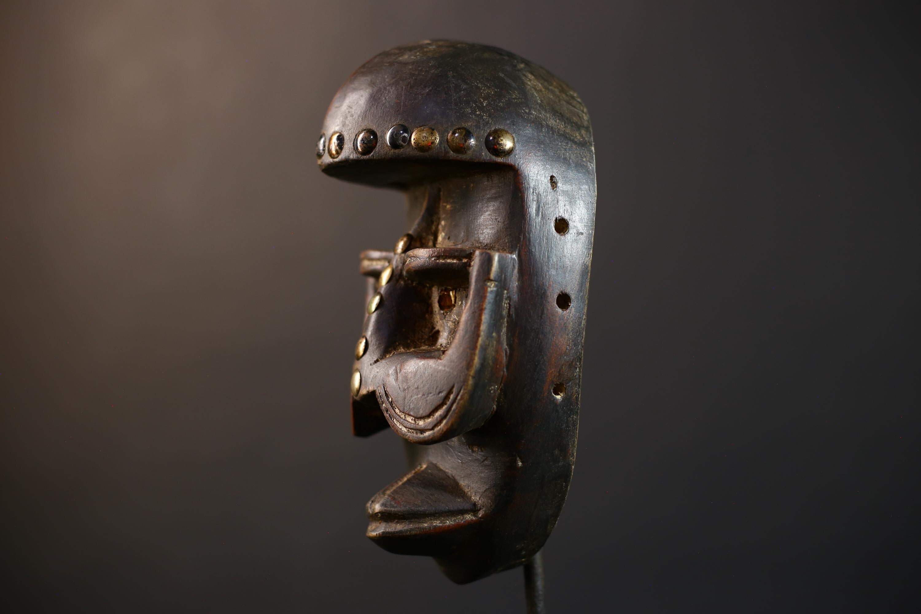 African Dan Zapkei Mask | Authentic Tribal Art | Cultural Wall Decor | Unique Home Accent | Handcrafted Face Sculpture | Brown Tones-G5225