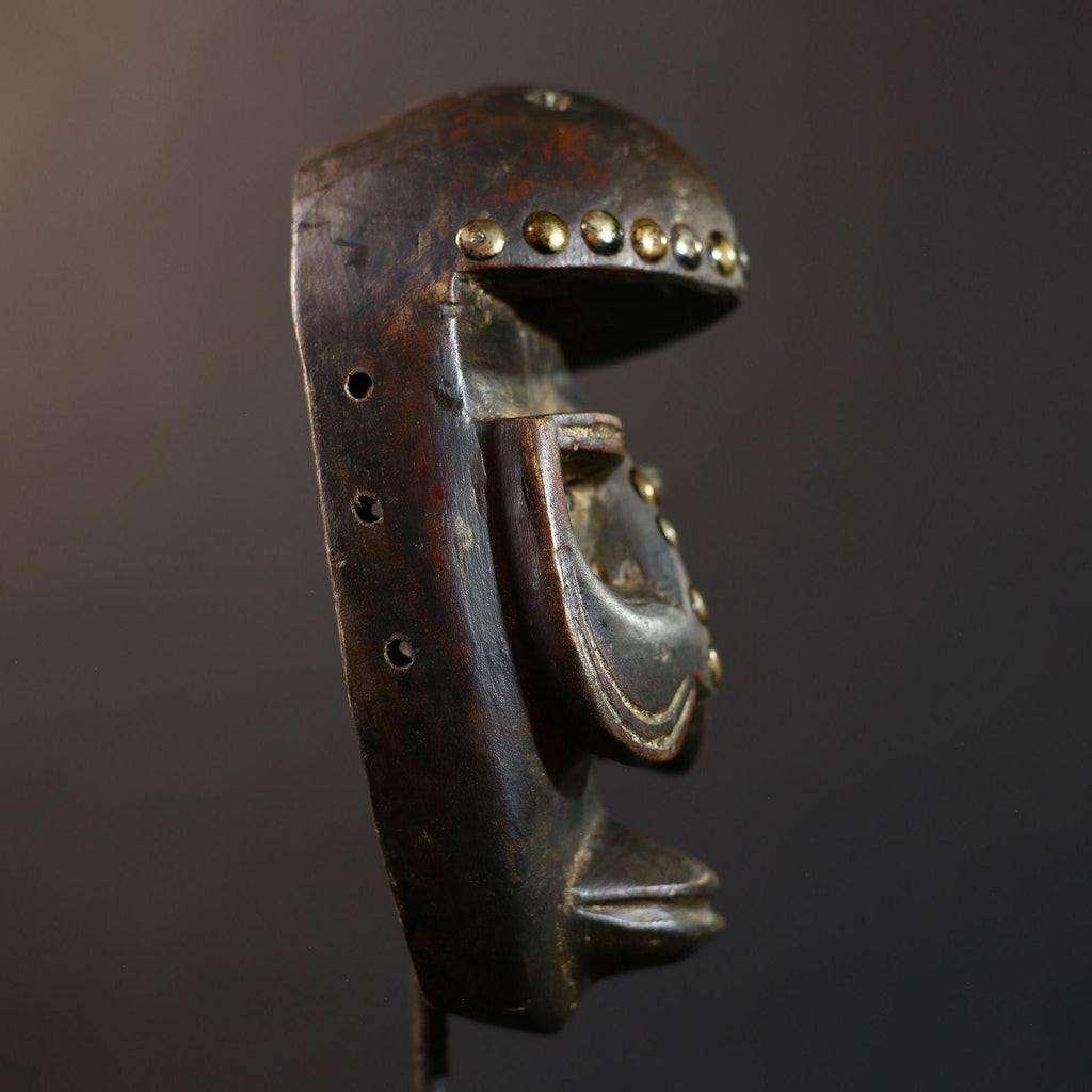 African Dan Zapkei Mask | Authentic Tribal Art | Cultural Wall Decor | Unique Home Accent | Handcrafted Face Sculpture | Brown Tones-G5225