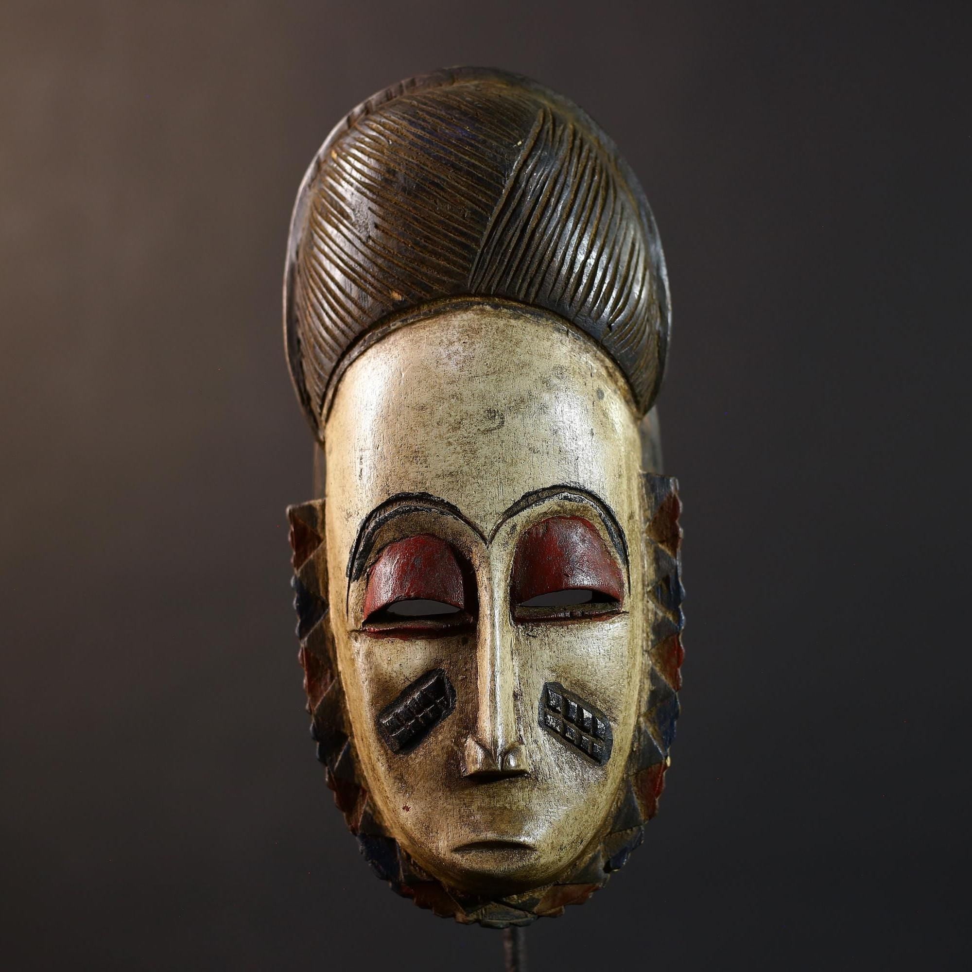 African Guro Mask | Vintage Wood Wall Art | Baule Style Cultural Decor | Unique Home Accent | Authentic Tribal Art Piece-G5224
