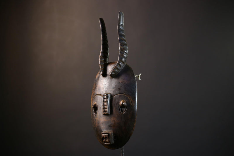 African Wood Mask | Hand Carved Baule | Unique Tribal Wall Decor | Accent Piece | Authentic Art | Ethnic Home Decor-  G5233