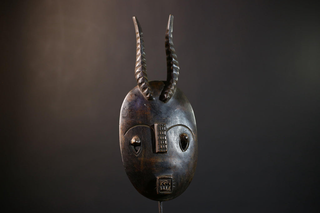 African Wood Mask | Hand Carved Baule | Unique Tribal Wall Decor | Accent Piece | Authentic Art | Ethnic Home Decor-  G5233